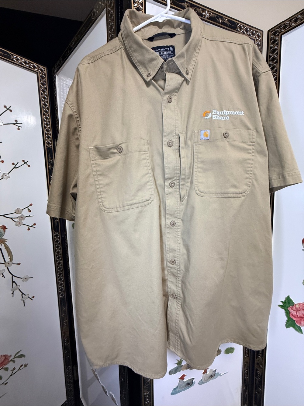 Carhartt Khaki Short-Sleeve Work Button-Up Shirt 3XL RELAXED FIT built to last